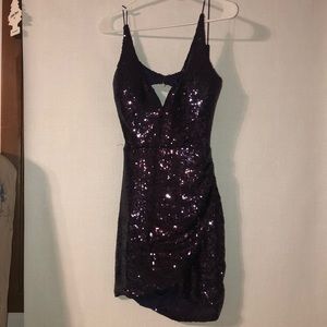 sequence purple homecoming dress